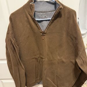 Tommy Bahama Brown Zip Up Sweater Cozy Knit